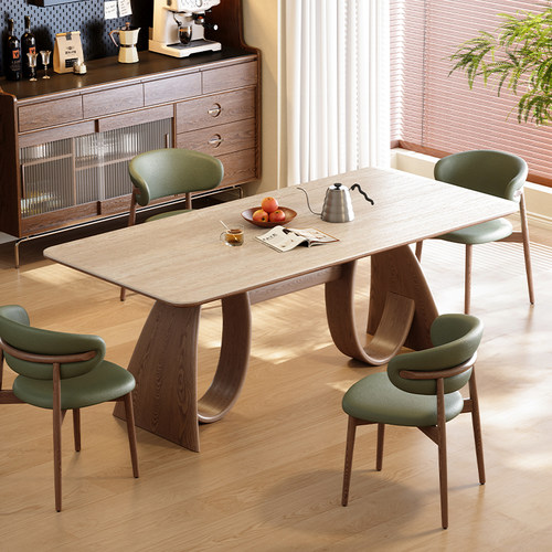 岩板餐桌法式中古风现代简约客厅