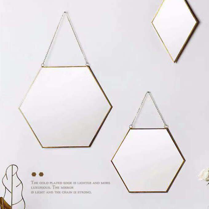 Northern Europe Simplicity Polygon golden dresser Hanging mirror Bathroom Mirror circular Cosmetic mirror metope ornament Hanging mirrorin the Home accessories , Mural  category - from Buy2taobao.com to provide professional Taobao agent buy service