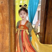 汉服女童新款 敦煌风公主裙国风儿童表演服秋季 超仙中秋节演出服
