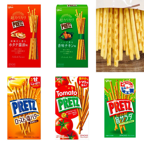 日本进口格力高PRETZ百力滋铁板香鸡肉烤扇贝酱油细脆饼干盒装55g