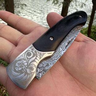 大马士革VG10钢材野营折叠刀户外折刀瓜果刀便携水果刀随身小刀