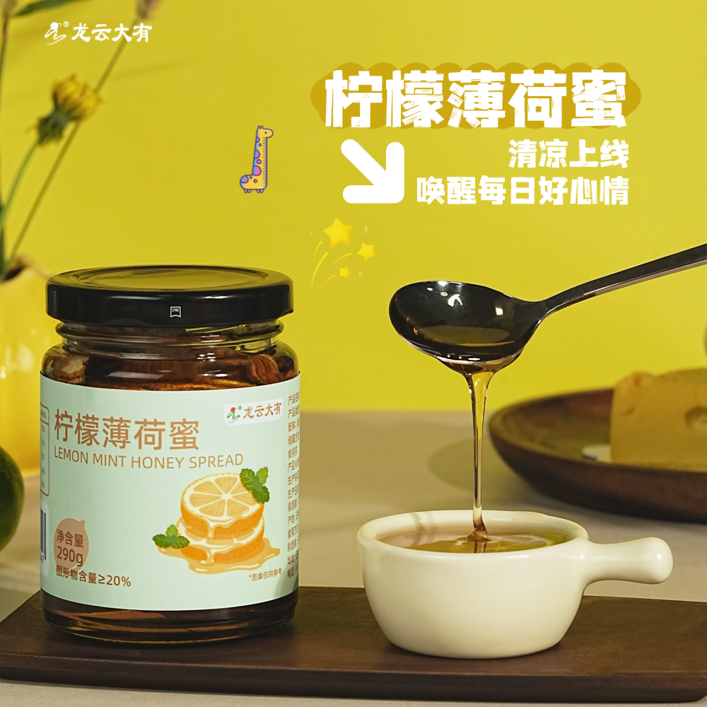 龙云大有柠檬薄荷蜜 蜂蜜 柠檬片 薄荷 密封罐装办公室果汁冲泡饮