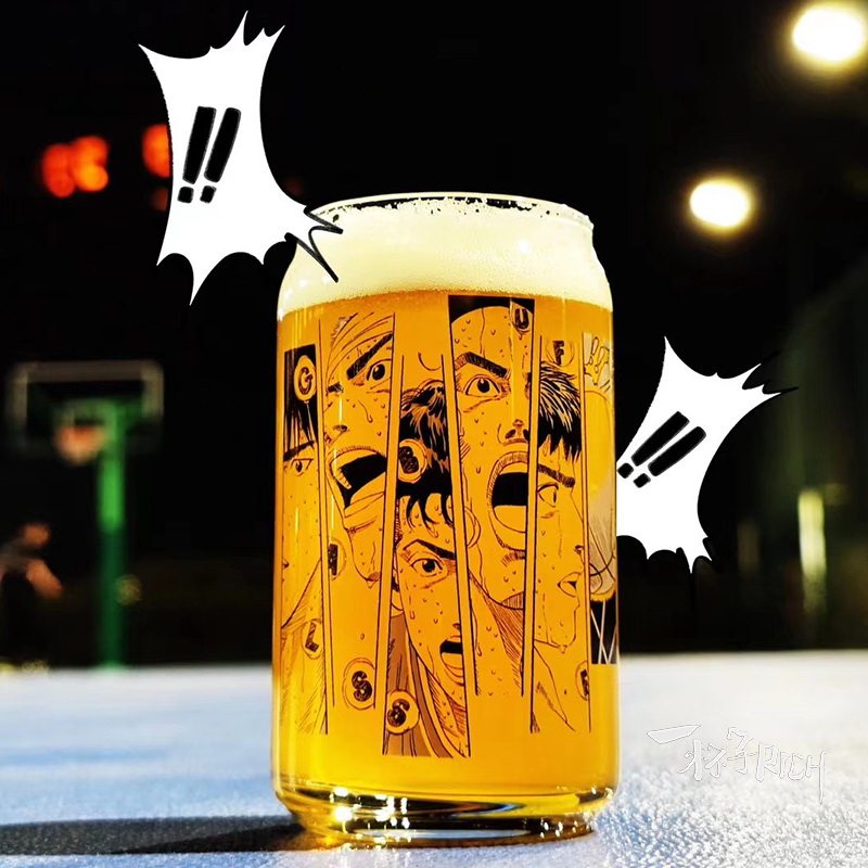 灌篮高手 水杯玻璃杯樱木花道流川枫汽水罐装造型茶杯啤酒杯350ml