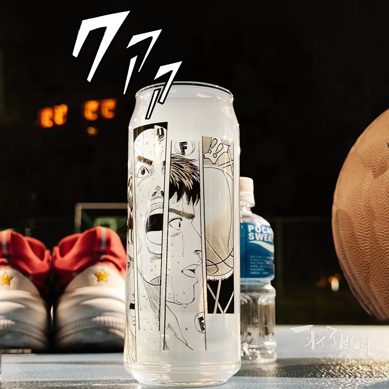 灌篮高手 樱木花道流川枫水杯玻璃杯汽水罐装造型啤酒杯500ml高款