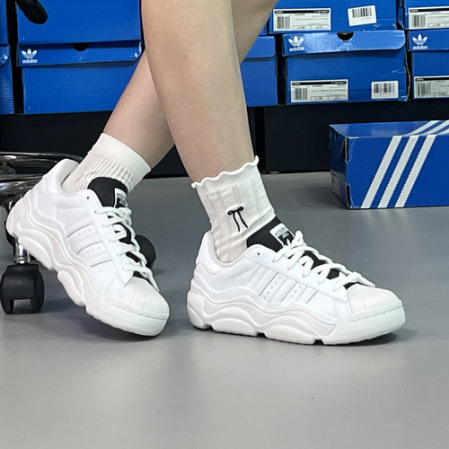 正品Adidas阿迪达斯三叶草贝壳头女厚底防滑耐磨休闲运动鞋HQ6039