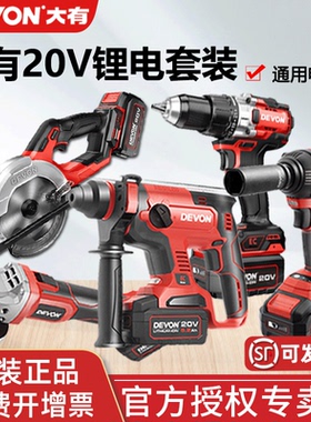 大有20V套装锂电无刷电锤冲击钻电钻电动扳手角磨机5401电动工具