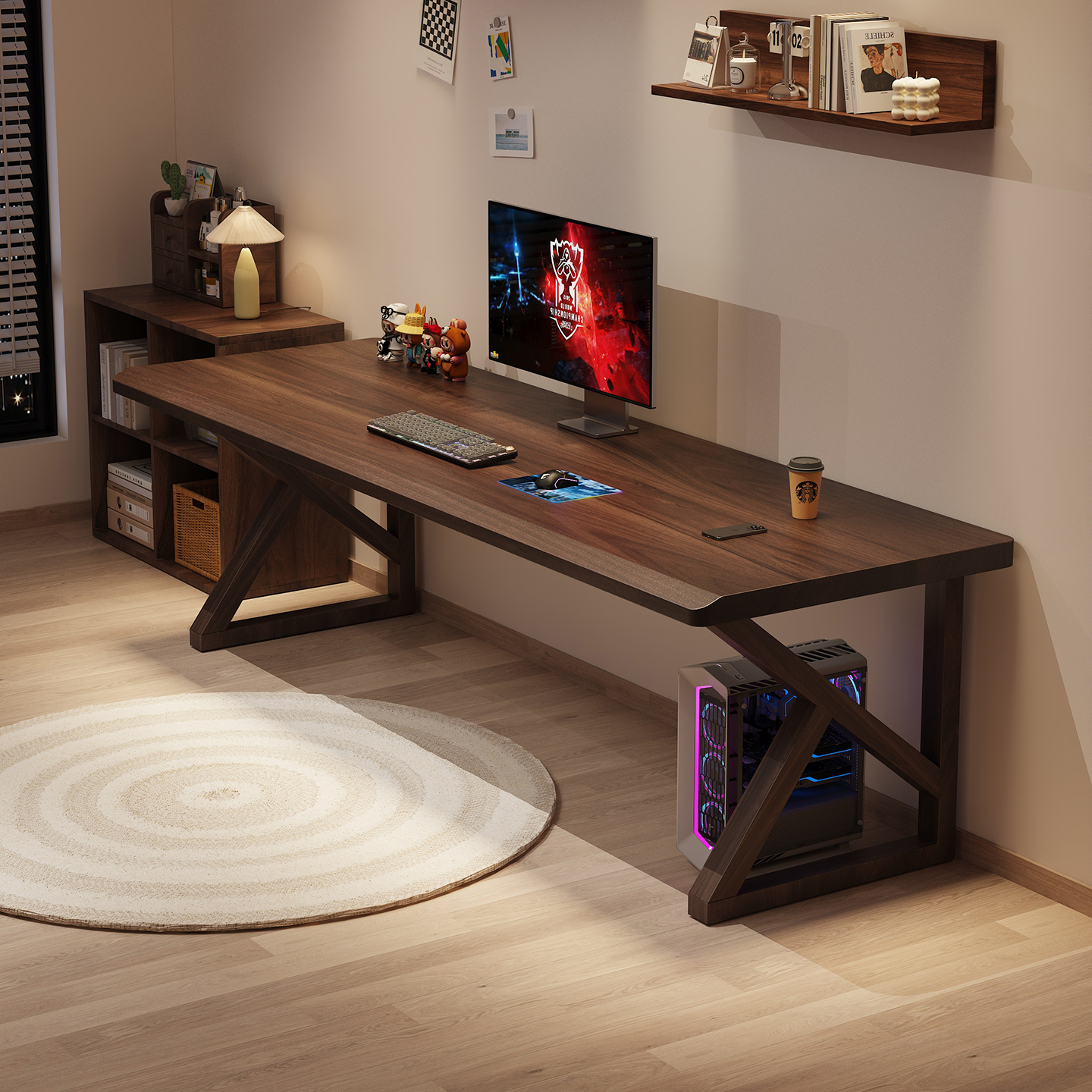 高档实木电脑桌台式卧室书房书桌