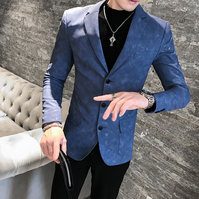 修身时尚潮流男款PU皮西服P120,男装西服,星座407-1