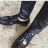 男士潮流韩版修身黑色长皮裤P60，男装皮裤，星座407-1