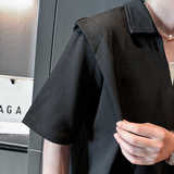 夏季男士假两件短袖T恤宽松大码显瘦百搭半袖体恤五分袖冰丝P50，男装T恤，星座407-1