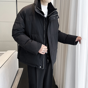 新款男羽绒服假两件立领防风宽松保暖加厚韩系穿搭帅气面包服P130图片