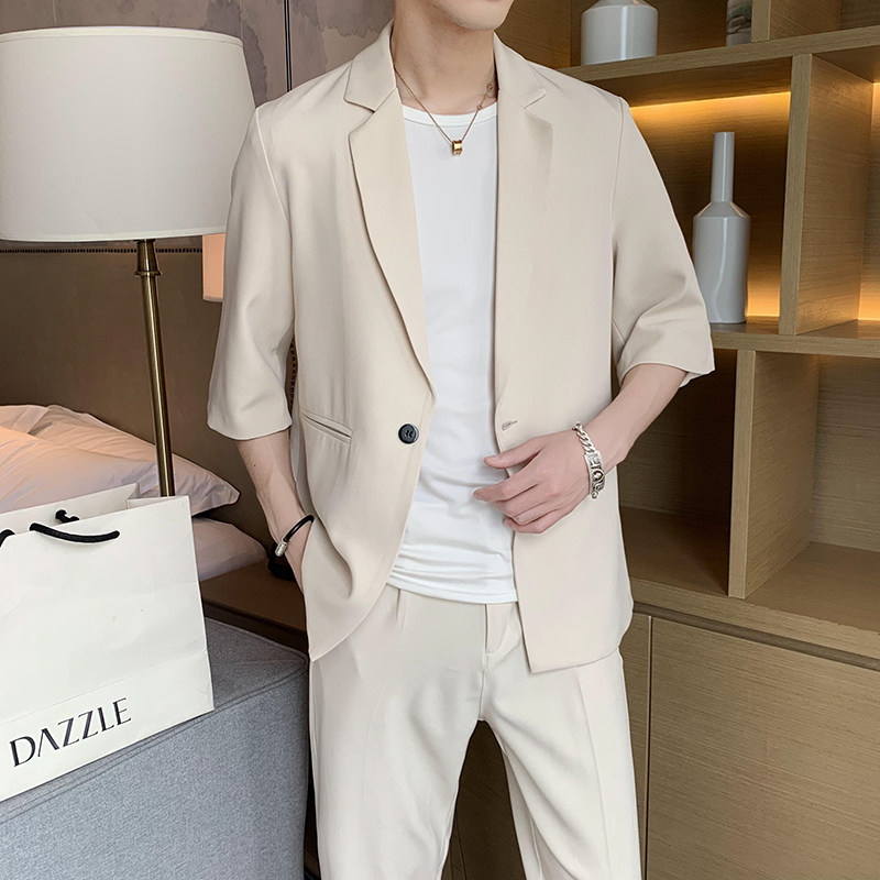 夏季男士日常休闲纯色西服套装P160,男装西服套装,星座407-1