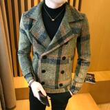 2025新款男帅气潮流拼色休闲双排扣修身百搭妮子外套P120，女装短外套，星座407-1