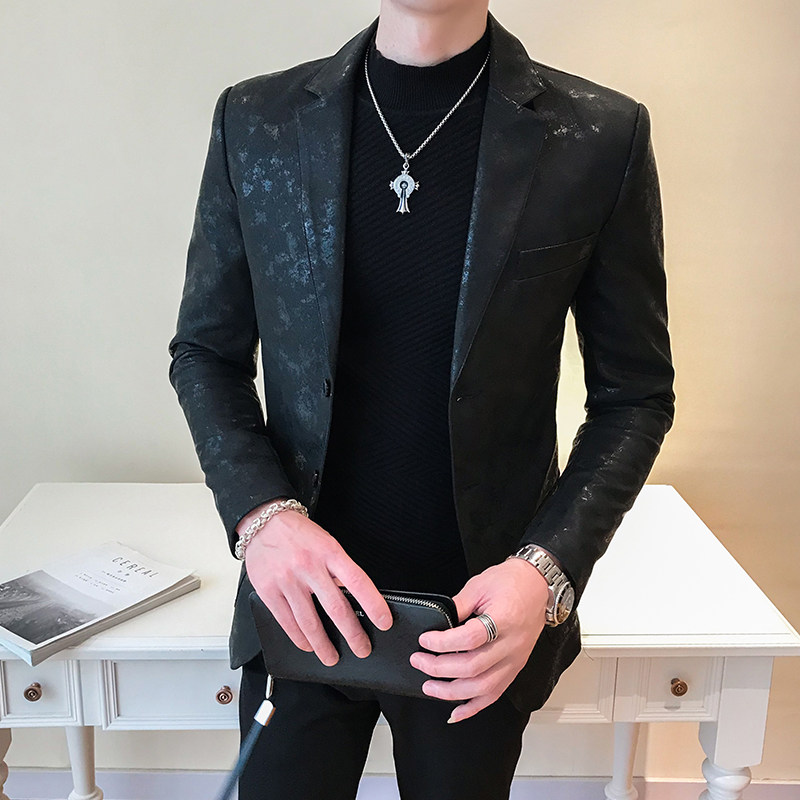修身时尚潮流男款PU皮西服P120,男装西服,星座407-1