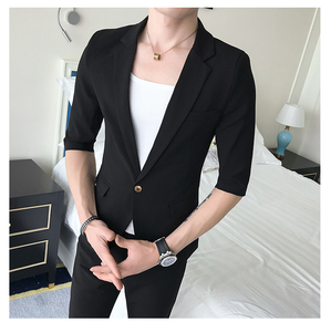 规则领型纯色便服单西平驳领修身圆下摆单排扣P130图片