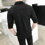 夏款短袖薄款纯色衬衫P45，男装T恤，星座407-1