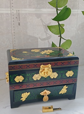 平遥推光漆器首饰盒 螺钿镶嵌木质漆器首饰盒 双层多层新娘化妆盒