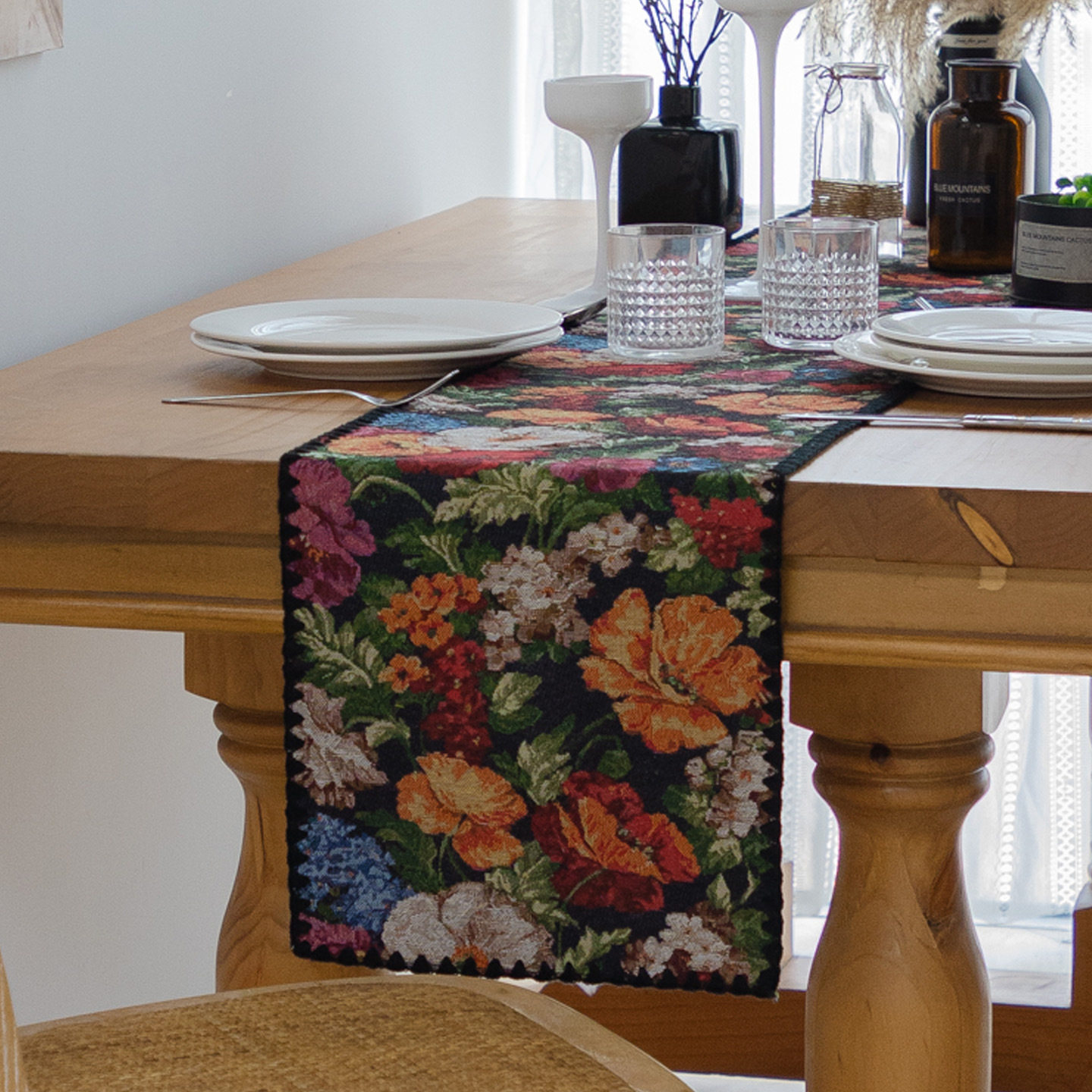 美式复古风提花刺绣感桌布桌旗餐桌电视柜茶几长条盖布装饰,居家布艺,桌旗,淘宝优惠券,粉丝福利购,淘宝优惠卷