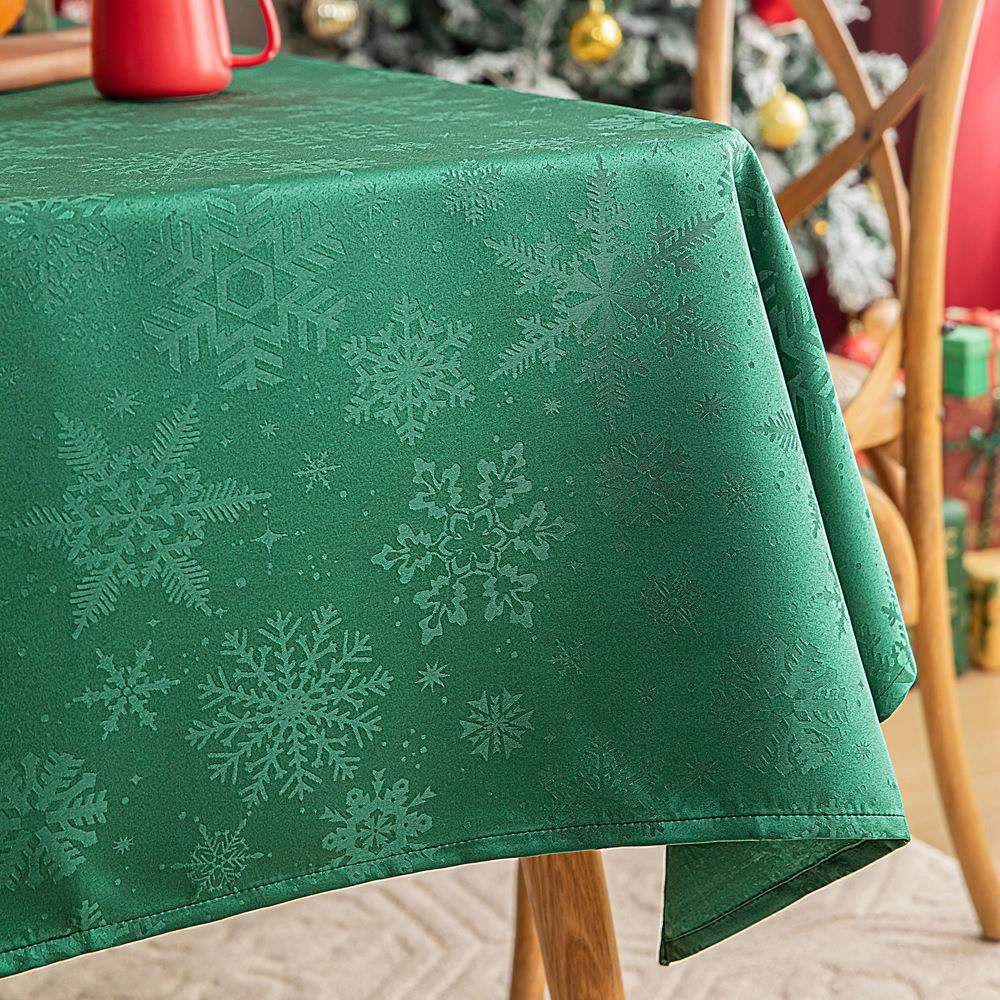圣诞雪花暗纹桌布复古美式节日氛围餐绿色长方形圣诞节日茶几台布,居家布艺,桌布,淘宝优惠券,粉丝福利购,淘宝优惠卷
