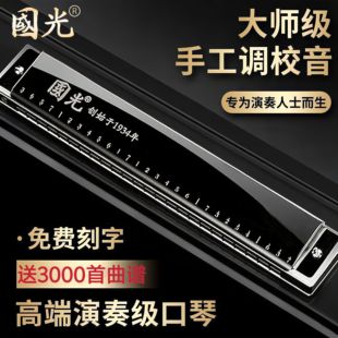 正品 国光口琴28孔复音C调初学者入门重音进口音簧高端专业演奏级