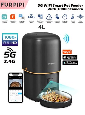 Automatic Cat Feeder Camera Pet Smart Cat Food Kibble Dispen