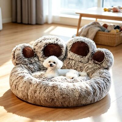 Cute Bear?Paw Pet Sofa Bed Soft Fluffy Cozy Sleeping Cushion
