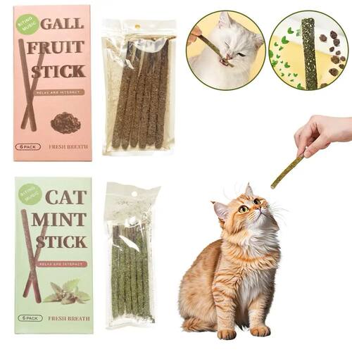 6pcs Natural Matatabi Cat Stick Mint Caught Bite Excited Rod