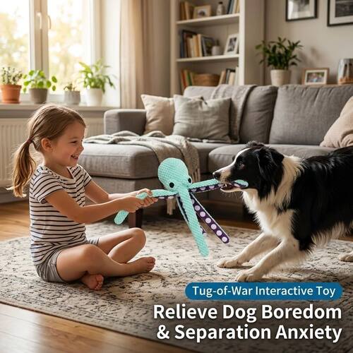 Squeaky Octopus Dog Toy, Pineapple Plush Chew Toy with Squea