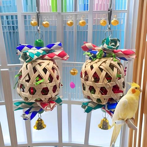 Parrot Lantern Toy Colorful Paper Chewable Parrot Enrichment