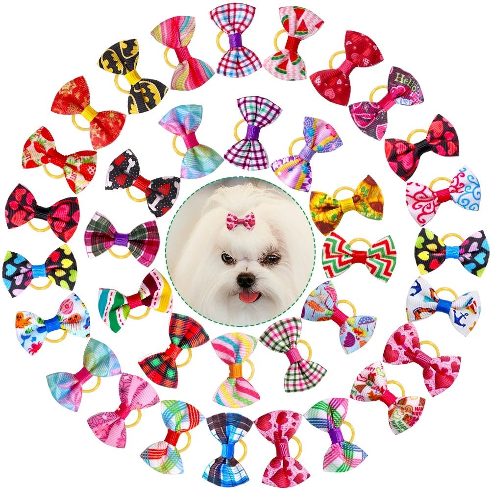 20 Pcs Dog Bows Pet Dog Grooming Accessories Products Handma