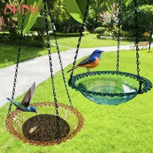 New Bird Flower Shaped Hanging Bird Feeder Birdbath For Gard