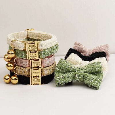 Personalized Metal Hardware Cat Collar And Leash Set with Be