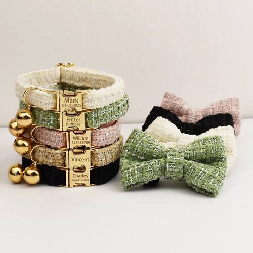 Personalized Metal Hardware Cat Collar And Leash Set with Be