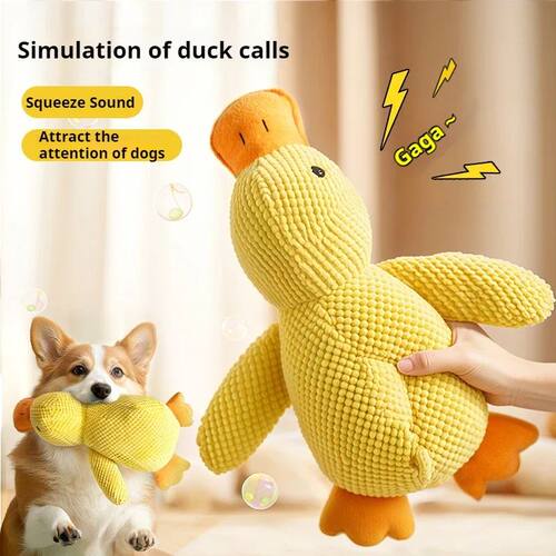 Comfort Duck: A Durable Dog Toy that Mimics Chewing Sounds,