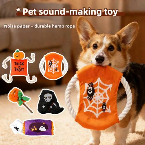 Halloween Plush Dog Toy Squeaker Bite Resistant Molar Puppy