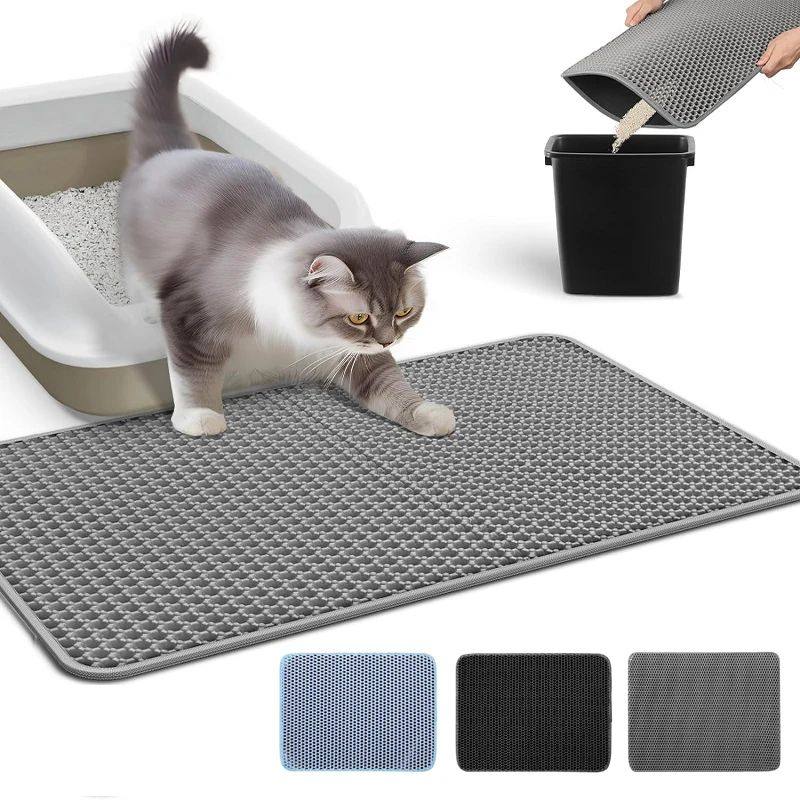 Cat Litter Mat Water Urine Proof Double Layer Pet Foldable C
