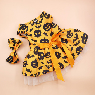 Halloween Pumpkin Pet Dress Dog Dress Teddy Small Dress Pupp