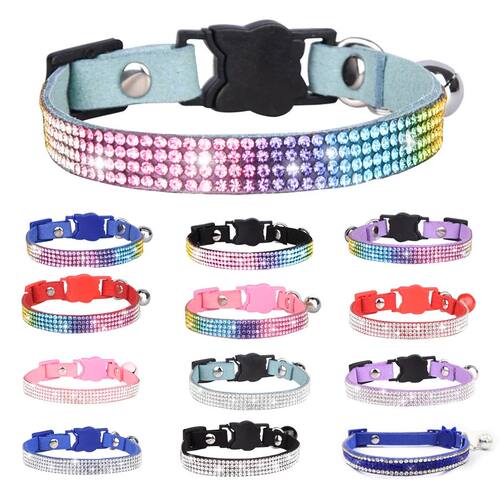 Small Cat Collar Rhinestone Breakaway Shiny Pet Goats Neckla