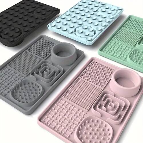 Dog Food and Water Bowl Mats,Silicone Slow Feeder Licking Ma