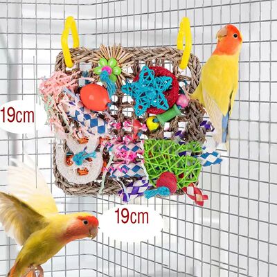 Parrot Bird Toys Foraging Wall Edible Seagrass Woven Climbin