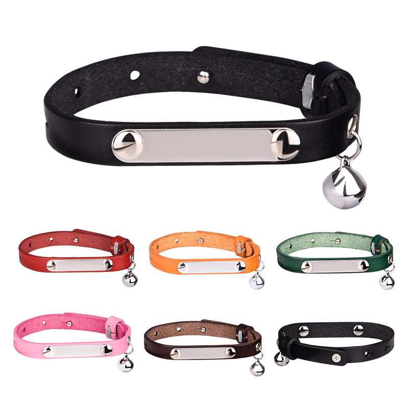 Personalized Cat Collar Leather Pet Cats Collars Necklace Pu