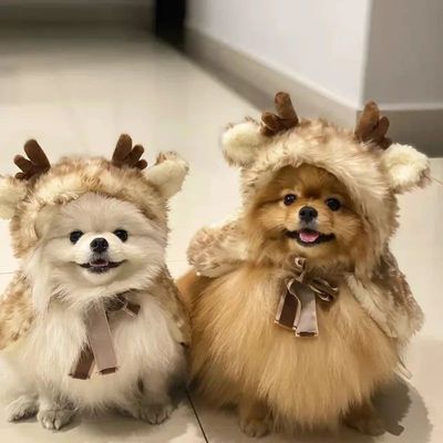 Pet Cat Dog Christmas Costume Cosplay Elk Cloak Dog Costumes
