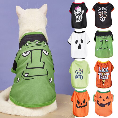 Halloween Clothes Thin Cat Dog Holiday Costume Pumpkin Skull