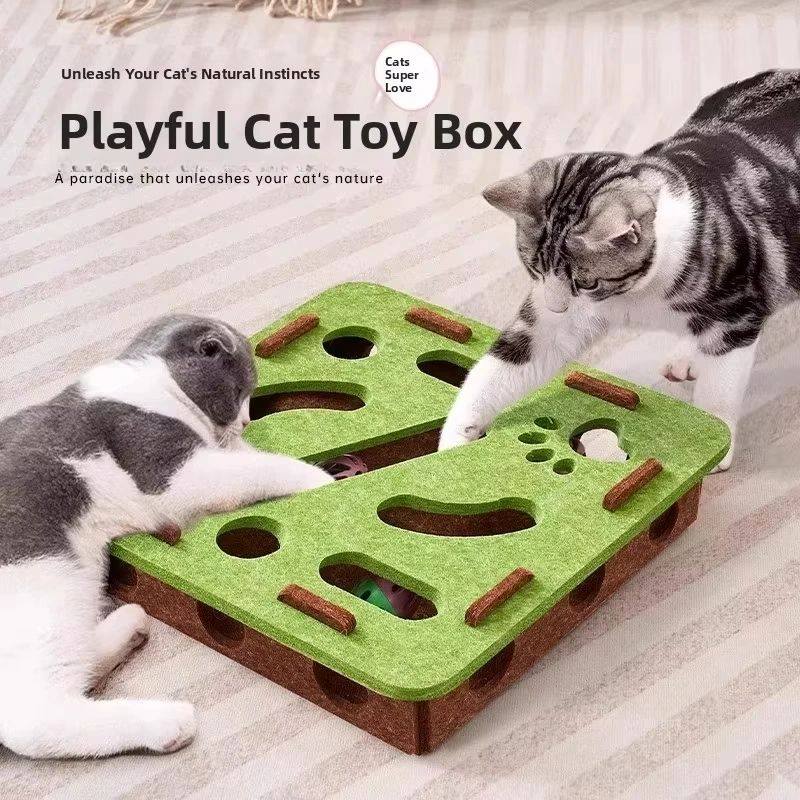 Cat Puzzle Toy Felt Puzzle Box Cat Exercise Toy With Ball In