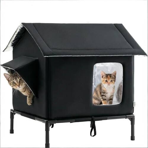 Elevated Pet House-Bed Moisture-Proof Design Cat House Weath