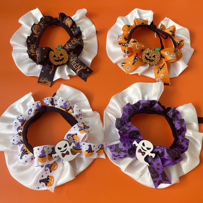 Halloween Pumpkin Decoration Collar Cat Dog Ghost Festival P