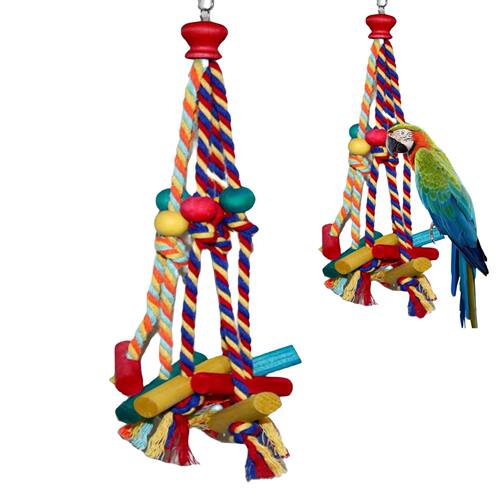 Cage Hanging Rope Bird Climbing Chewing Toys Multicolored Na