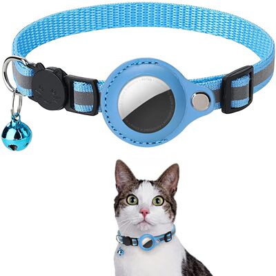 Waterproof Cat AirTag Collar with Bell & Secure AirTag Case