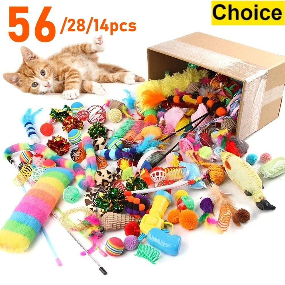 56pcs/28pcs/14pcs Cat Toys Mixed Pack. A Combination of Vari