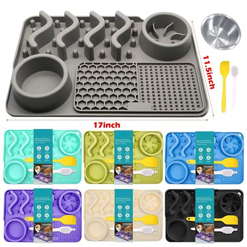 Slow Feeder Mat for Pets - Non-Toxic Silicone (Turquoise) Up
